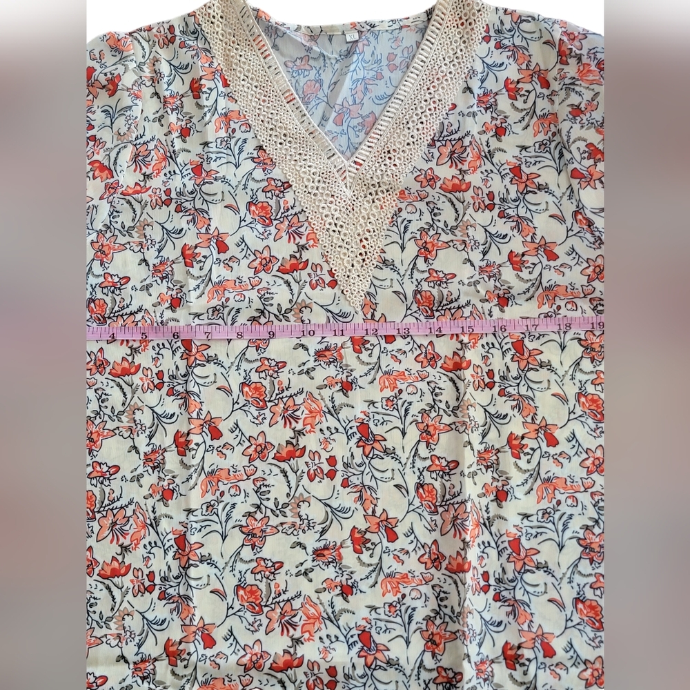 Boho Tops Blouses for Women V Neck Floral Summer Shirts Trendy Short Sleeve - Picture 3 of 14